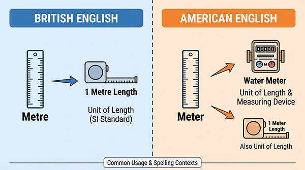 hwo does british english spell meter